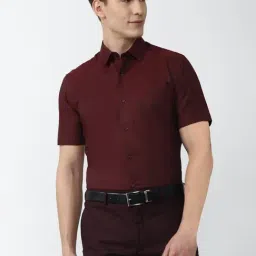 Peter England Maroon Cotton Regular Fit Shirt-picture-33