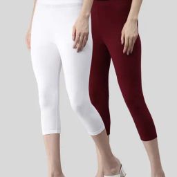 Kryptic White & Maroon Cotton Capris - Pack Of 2-picture-35