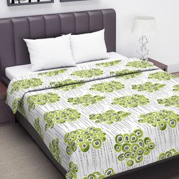 Divine Casa Off-White & Green Abstract AC Room 110 GSM Double Bed Reversible Dohar-image-69