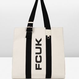 French Connection Brand Logo Printed Oversized Structured Shoulder Bag-15