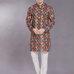 DIVISIVE Men Geometric Printed Thread Work Kurta-picture-8