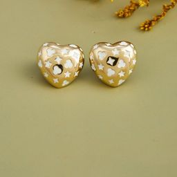 GC Jewelery Gold-Plated Artificial Stones & Beaded Heart Shaped Studs-56