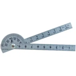 Shinwa Rules Stainless Steel Mini Protractor Silver 100 mm Rod Length, 62995-5