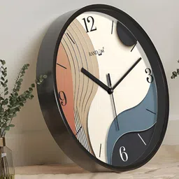 RANDOM Black & Blue Printed Contemporary Analogue Round Wall Clock-38