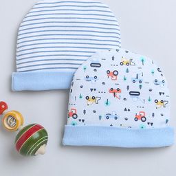 BUMZEE Boys Set Of 2 Printed Cotton Beanies-24