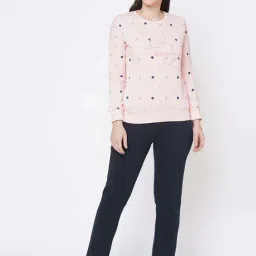Sweet Dreams Baby Pink & Navy Polka Dots Night Suit-image-98