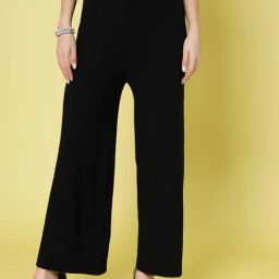 Mafadeny Black Regular Fit Mid Rise Palazzos-image-33