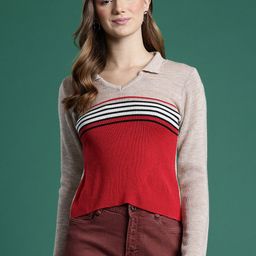 DressBerry Collar Neck Striped Pullover Sweaters-image-114