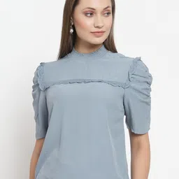 Gipsy Women Grey Solid Top-picture-38