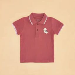 Pantaloons Baby Dusty Pink Solid Polo T-Shirt-image-100