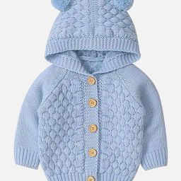 Little Surprise Box Blue Textured Pattern Full Sleeves Cardigan-image-85