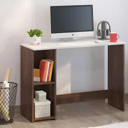 bluewud Mallium Brown Wooden Study Table Wit Shelves-image-81