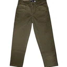 KiddoPanti Boys Military Green Regular Fit Solid Chinos-image-28