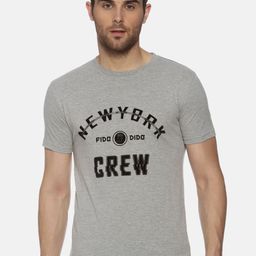 YAK YAK Men Grey Printed Round Neck Pure Cotton T-shirt-image-59