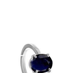 Sidharth Gems 10.00 KT Blue Sapphire Silver Plated Adjustable Ring-64