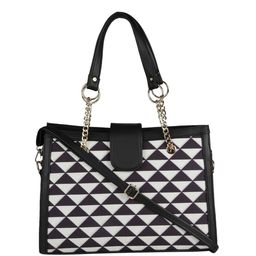 MINI WESST Checked Structured Tote Bag with Applique image 2