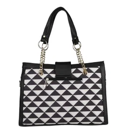 MINI WESST Checked Structured Tote Bag with Applique image 4