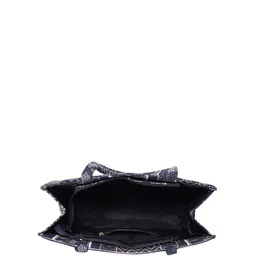 MINI WESST Printed Structured Tote Bag with Cut Work image 5