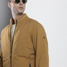 The Indian Garage Co Men Khaki Brown Solid Padded Jacket-10