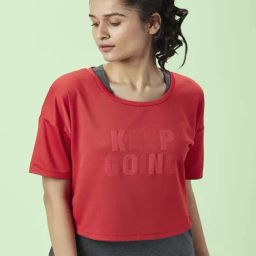 Ajile by Pantaloons Red & Grey Cotton Graphic Print Sports Top With Inner-picture-41
