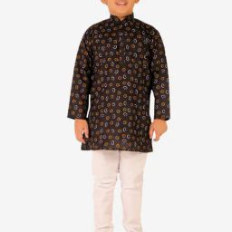 Pro-Ethic Style Developer Kids Black & White Printed Full Sleeves Kurta with Pyjamas-picture-12