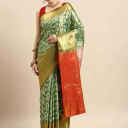 Silk Land Green Woven Saree With Unstitched Blouse-image-56