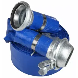 RS PRO Flat Roll-Up Hose with Couplings 3 Bar 50 m Long, Blue-picture-49
