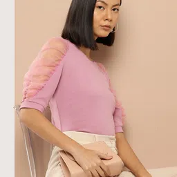 her by invictus Ruched Puff Sleeves Top-image-63