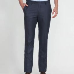 Arrow Blue Regular Fit Texture Trousers-picture-11