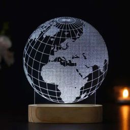 eCraftIndia Blue Acrylic Globe Design Table Lamp With Rechargeable Battery-image-82