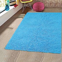 Saral Home Blue Solid Shaggy Anti-Skid Carpet-picture-49