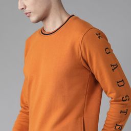Roadster Men Rust Orange Solid Sweatshirt-picture-12