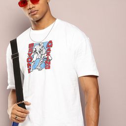 Kook N Keech Men Printed Drop-Shoulder Sleeves Oversized Pure Cotton T-shirt-picture-3