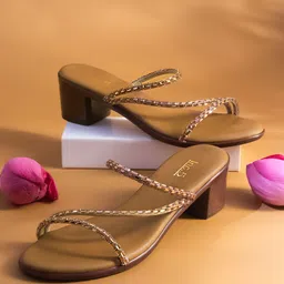 Inc 5 Gold-Toned Embellished Block Sandals-26