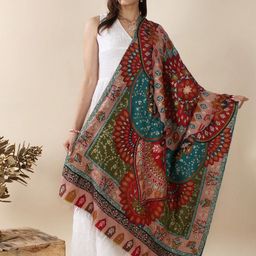 Exotic India Women Ethnic Motifs Embroidered Pashmina Shawl-image-34