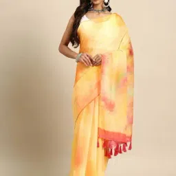 Silk Land Yellow Tie & Dye Saree With Unstitched Blouse-picture-5