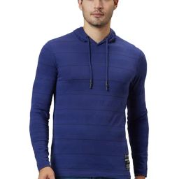 Being Human Blue Regular Fit Striped Hooded Sweatshirt-image-47