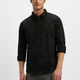 Forever 21 Black Cotton Regular Fit Printed Shirt-image-51