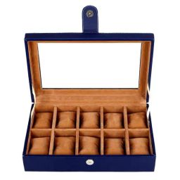 Leather World Blue Watch Box Holder Organizer Case in 10 Slots-image-9