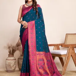 ZIBLON Woven Design Zari Pure Silk Mysore Silk Saree-picture-32