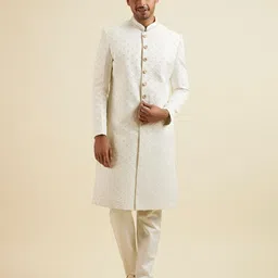 Manyavar Buta Jaal Patterned Sherwani Set-image-76