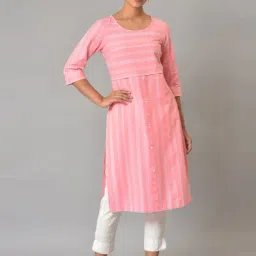 Aurelia Pink Cotton Printed Straight Kurta-image-55