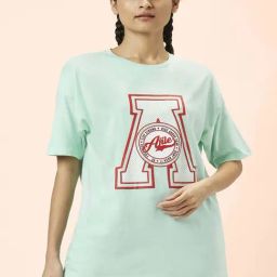 Ajile by Pantaloons Mint Green Cotton Graphic Print Sports Top-image-54