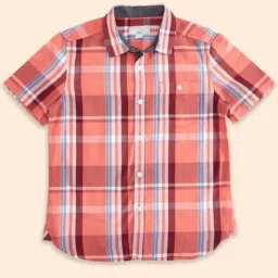 Pantaloons Junior Coral Red Cotton Chequered Shirt-image-46