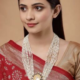 Dugran By Dugristyle White & Yellow Lariat Necklace with Kundan & Pearls for Women-image-45