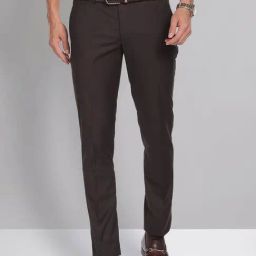 AD by Arvind Brown Slim Fit Flat Front Trousers-image-87