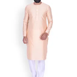 Manyavar Men Beige Solid Straight Kurta-image-59