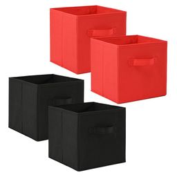 Kuber Industries Red & Black 4 Pieces Drawer Organiser-11