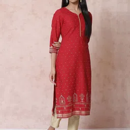 Rangriti Ethnic Motifs Printed Cotton Straight Kurta-image-98