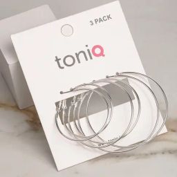 ToniQ Stylish Silver Plated Hoop Earrings For Women - Set of 3-33